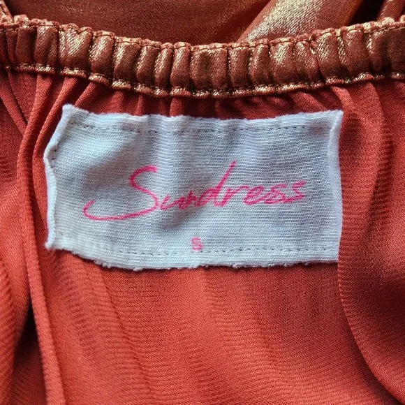 Sundress REVOLVE Metallic Copper Halter Maxi Dress Plunging V-Neck Slit Bronze S - Picture 8 of 8